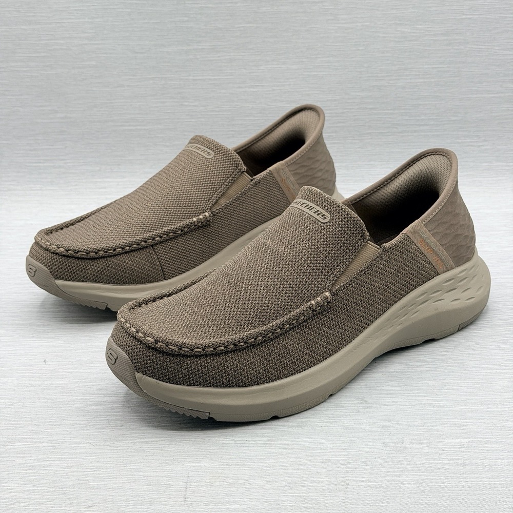 Skechers Slip Ins Men's 8 4E Extra Wide Loafers Taupe Memory Foam Ralven 204804